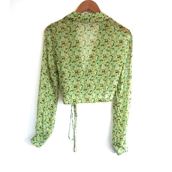 FAVORITE DAUGHTER Lover Floral Chiffon Wrap Crop Top Neiman Marcus S $188 - Picture 9 of 14